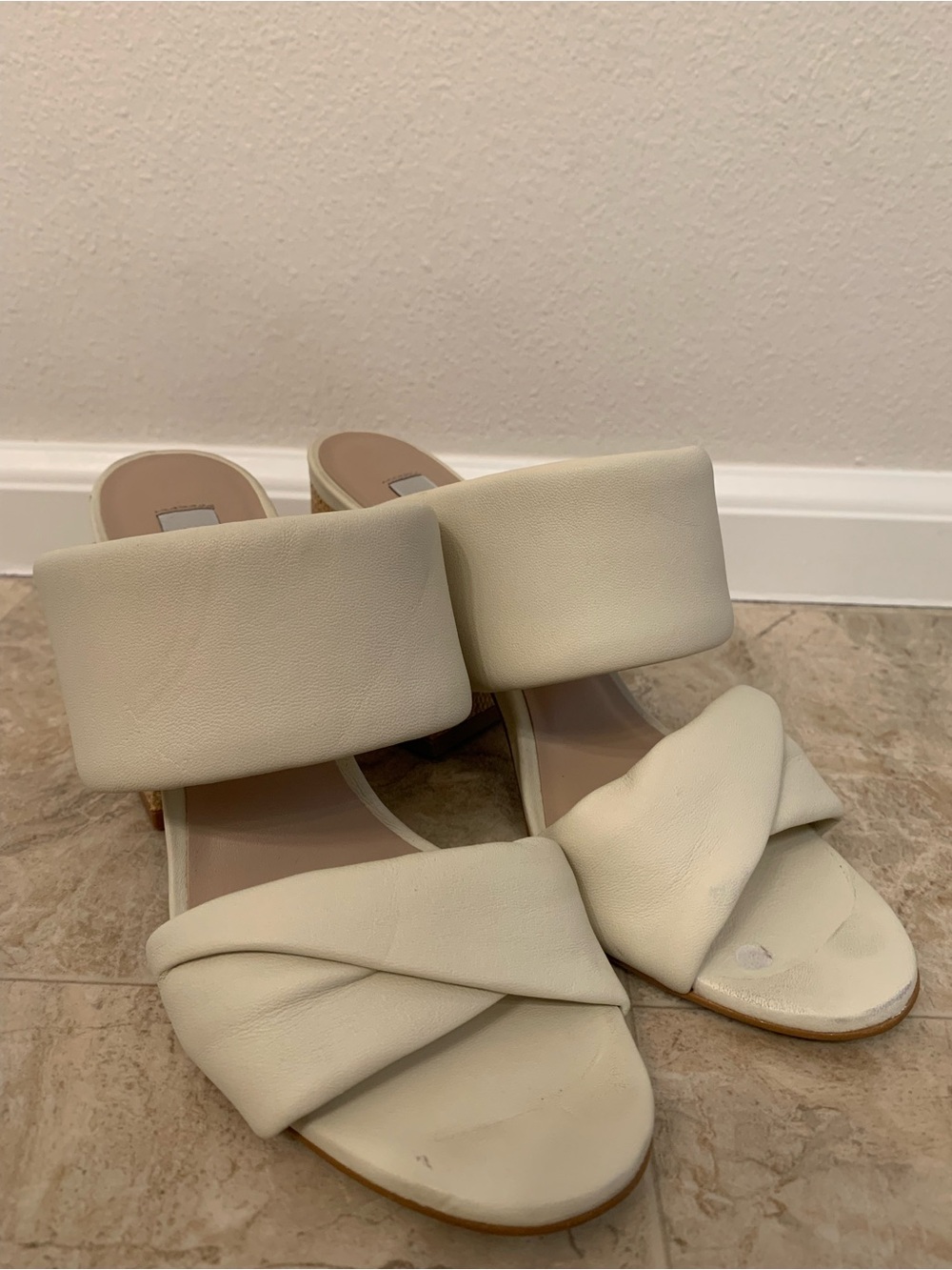 Steve Madden Ivory Padded Slide Heels